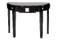 Masque de femme half moon console table in numbered edition, clear crystal and black lacquered with black granite top - Lalique